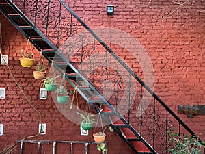 artistically Decorated wall and courtyard.