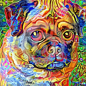 Artistic Adorable Cute Pug Dog Portrait Painting photo