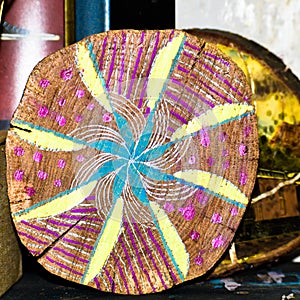 Artistically Painted Tree Stump Piece photo