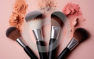 Artistry in Pastels: Collection of Makeup Brushes on a pastel Background