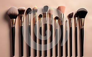 Artistry in Pastels: Collection of Makeup Brushes on a pastel Background