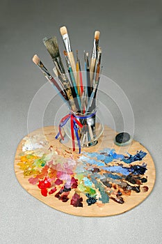 Artists Brushes and Palette