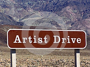 Artists Drive sign board at Death Valley NP