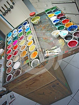 Artists paint color box of diversity
