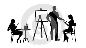 Artists Painting Together in Studio, Creative Art Collaboration Vector, vector design Generative AI