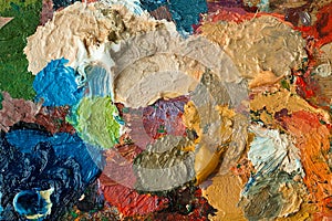 Artists palette with mixed oil paint