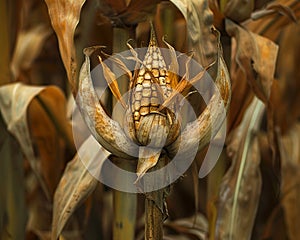 Artists reuse maize husks to craft a trident, symbolizing agricultural strength in a vibrant display