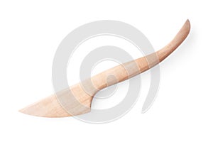 Artists sculpting wooden tool isolated on white