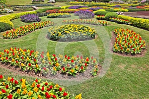 The artly decorated flower beds