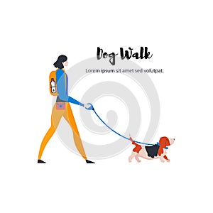 Ð¡artoon basset hound and personal dog-walker.