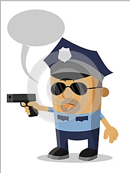Artoon character policeman with a gun