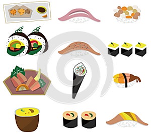 Artoon Japanese food icon set