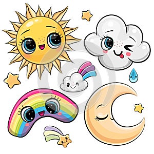 Ð¡artoon set of weather elements