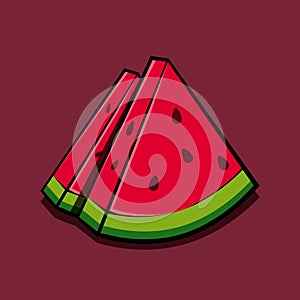 Ð¡artoon watermelon slices on a plain backgrounds