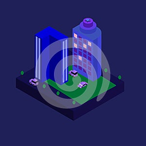 Arts And Architecture Modern Buildings.  3D Buiding Vector Illustraction