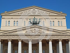 Arts and Architecture. A part of the facade of the Bolshoi theatre, Moscow. May, 2014.