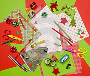 Arts and craft supplies for Christmas.