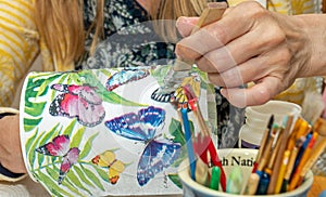 Arts and crafts decoupage with kids