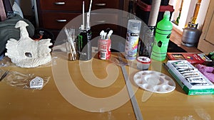 Arts and crafts table with tools