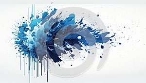 Artsy blue watercolor splatters, exhibiting boldness and creative expression