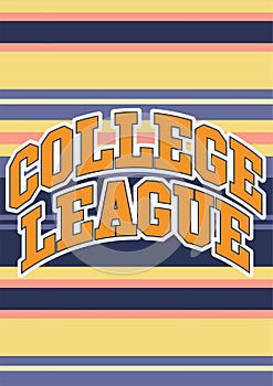 COLLEGE LEAGUE CASUAL AND VARSITY FONT PRINT AND GRAPHIC