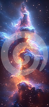 Surreal Cosmos: Vibrant Nebula in Deep Space photo