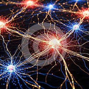 Artwork depicting a network of interconnected lights resembling