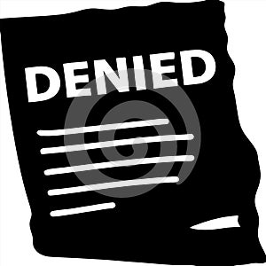 Denied Document Vector Graphic for Business Rejection and Application Refusal