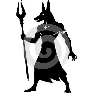 Ancient Egyptian Anubis Silhouette Vector Art for Mythology Tattoos and Design