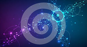 Artwork featuring interconnected nodes and lines forming complex geometric