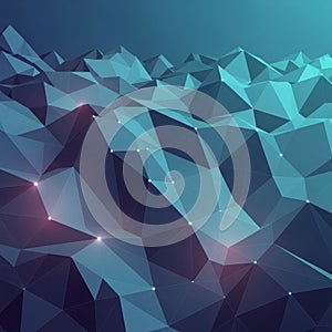 Artwork featuring a network of interconnected polygons creating a