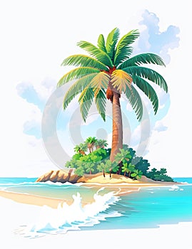 artwork graphic of majestic palm tree in painting style of Leonid Afremov. Generative AI