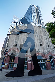 Artwork of The Hammering Man by Jonathan Borofsky, Stands Outside the Seattle Art Museum in Washington