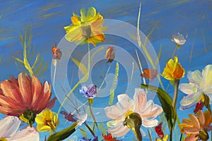  , modrý purpurová abstraktné kvety ilustrácie. makro pastózny maľba maľovanie. palety nôž umelecké diela.. umenie 