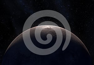 Artwork of Makemake dwarf planet in the Kuiper belt