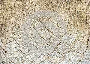 Artwork on marble at the Bibi ka Maqbara mausoleum built in 1678, Aurangabad, India photo