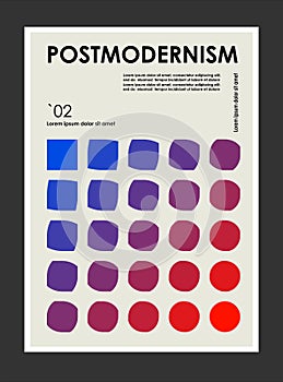 Artwork, poster inspired postmodern of vector abstract dynamic symbols with bold geometric shapes, useful for web