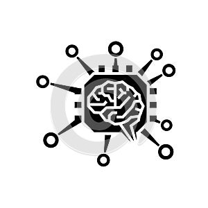Artificial intelligence brain chip icon isolated on white background for future technology concept