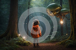 An artwork which shows during the extraordinary event of humanity\'s first contact with extraterrestrial life photo
