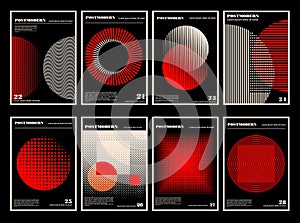 Artworks, posters inspired postmodern of vector abstract dynamic symbols with bold geometric shapes, useful for web photo