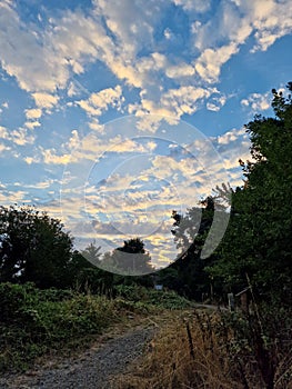 Arty sunrise and clouds landscape
