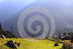 Beautiful view of the Aru Valley in Pahalgam, Kashmir, India