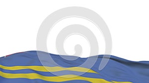 Aruba fabric flag waving on the wind loop. Aruba embroidery stiched cloth banner swaying on the breeze. Half-filled white