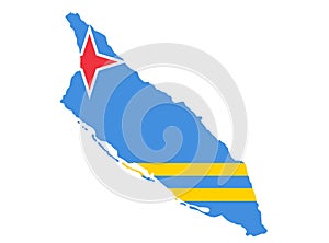 Aruba flag on map on transparent background