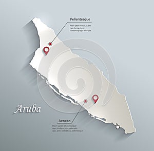 Aruba map blue white card paper 3D