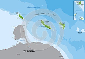 Aruba and Netherlands Antilles physical map