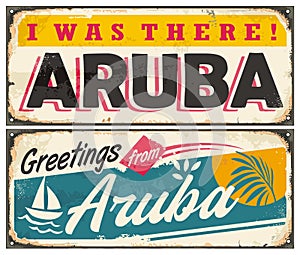 Aruba retro greeting card designs set