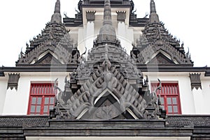 Ð¡arved oriental buildings in Bangkok temple