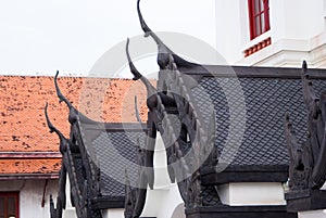 Ð¡arved oriental buildings in Bangkok temple