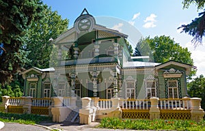 Ð¡arved wooden house of the owner of a sawmill, a museum in Penza, Russia